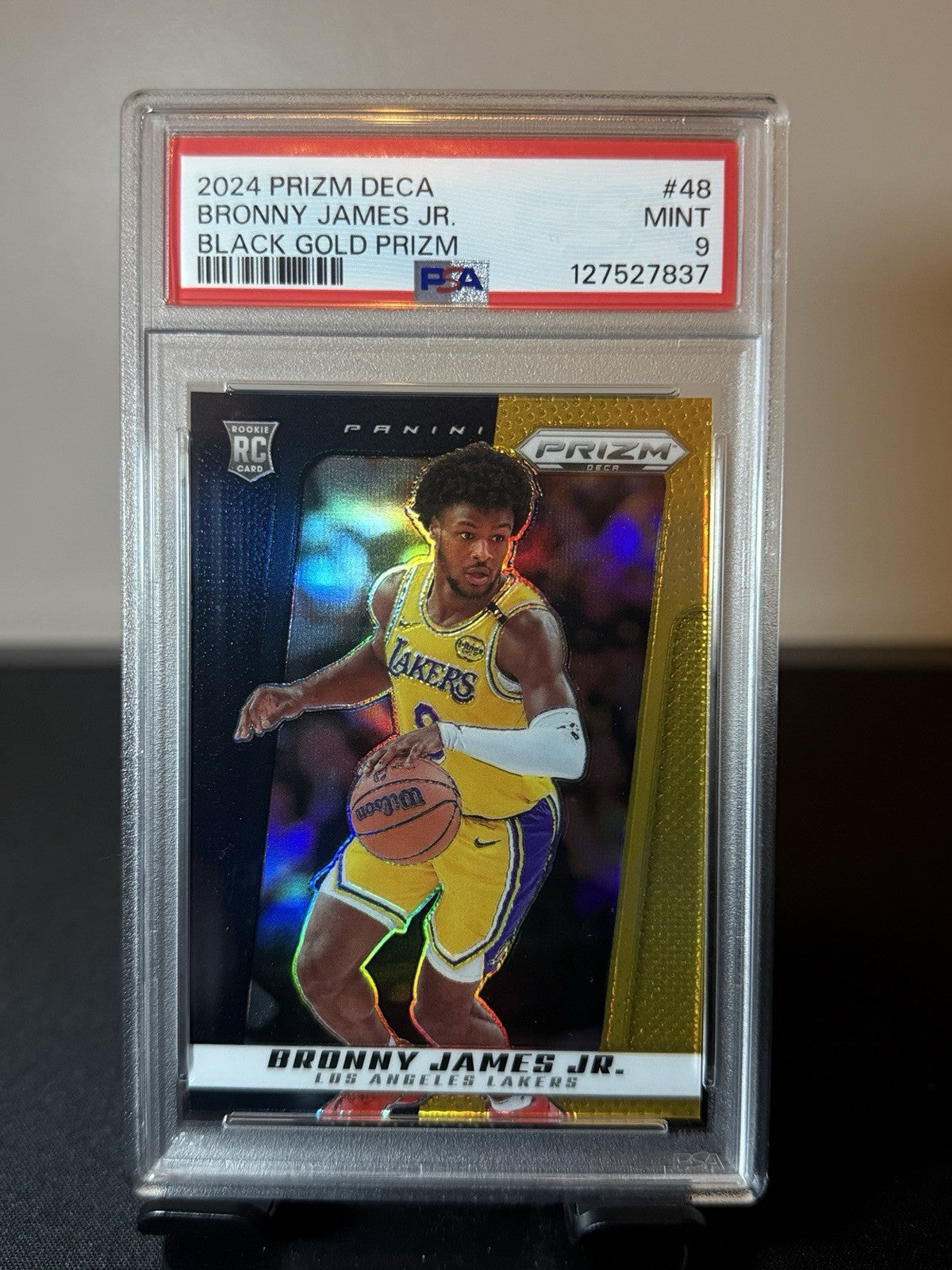 BRONNY JAMES JR. 2024-25 PRIZM DECA #48 ROOKIE BLACK GOLD RC /5  PSA