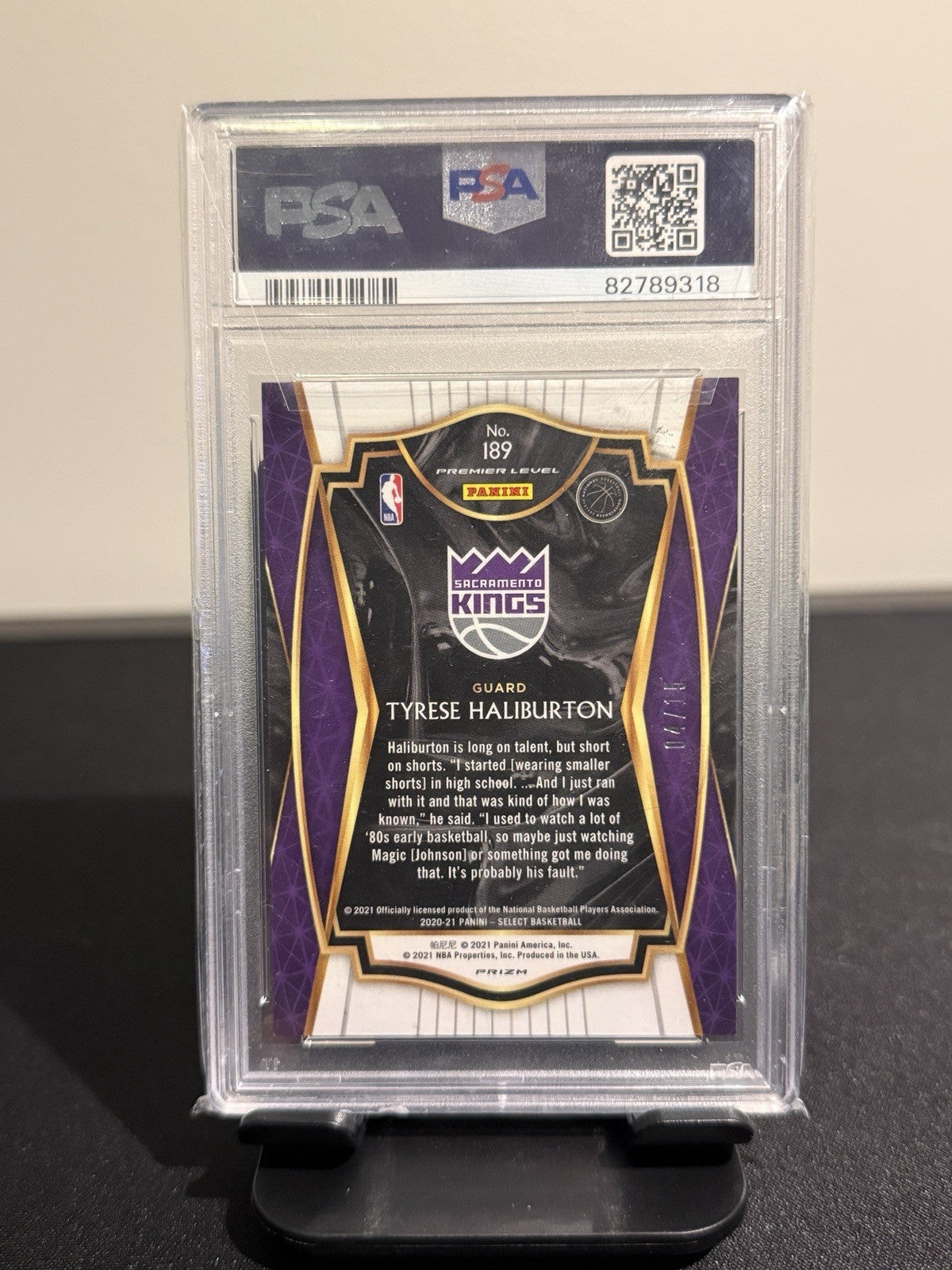 2020-21 Select - Tyrese Haliburton Premier FOTL Neon Orange Pulsar RC /15 PSA 9