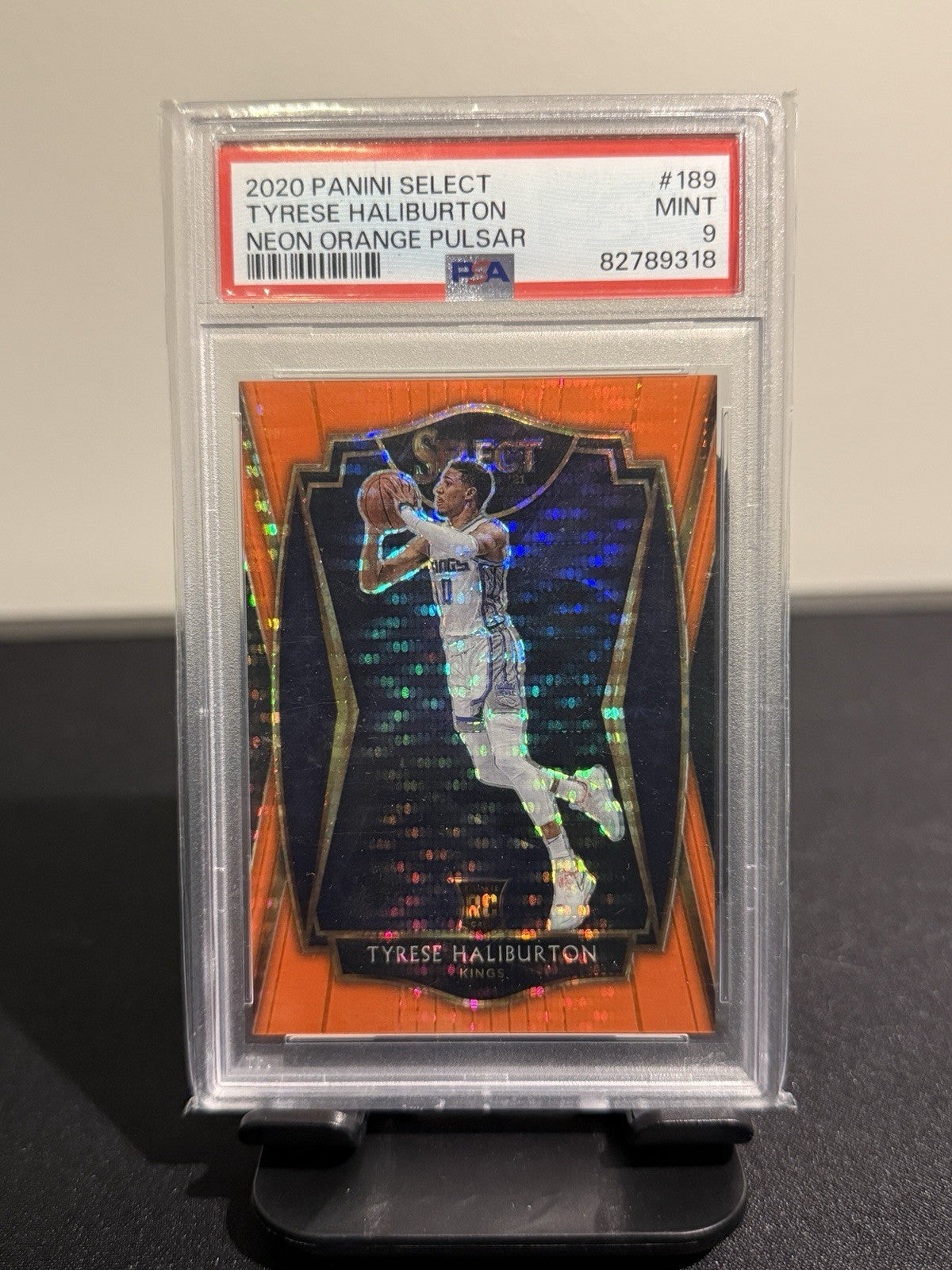 2020-21 Select - Tyrese Haliburton Premier FOTL Neon Orange Pulsar RC /15 PSA 9