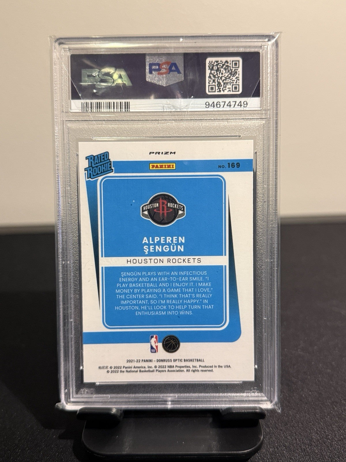 2021-22 Donruss Optic Alperen Sengun Gold Wave Prizm PSA 9