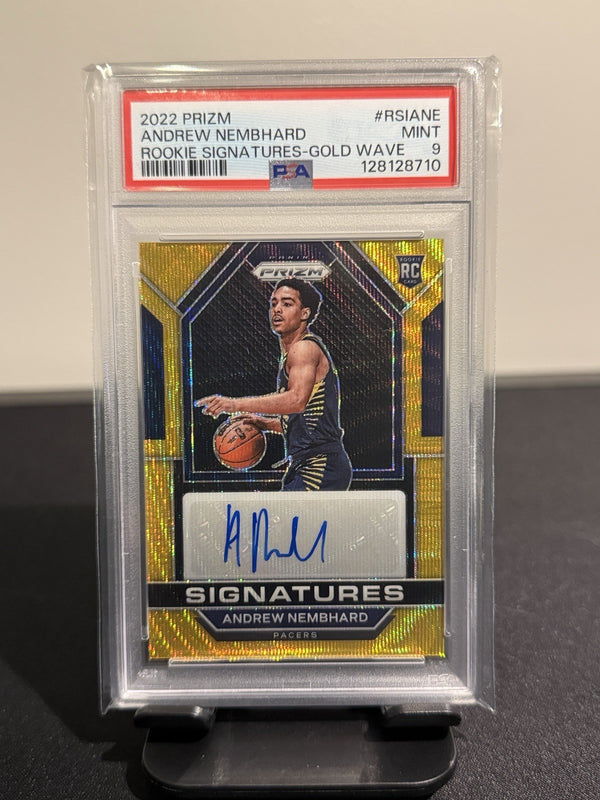 2022 Prizm Andrew Nembhard Gold Wave Rookie Auto 10/10 PSA 9