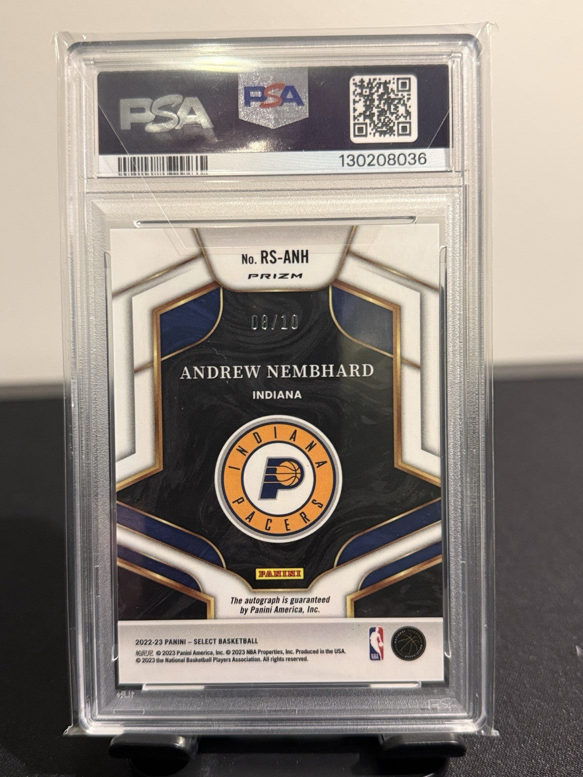 2022 PANINI SELECT ROOKIE SIGNATURES GOLD DISCO Andrew Nembhard  /10 RC PSA 9